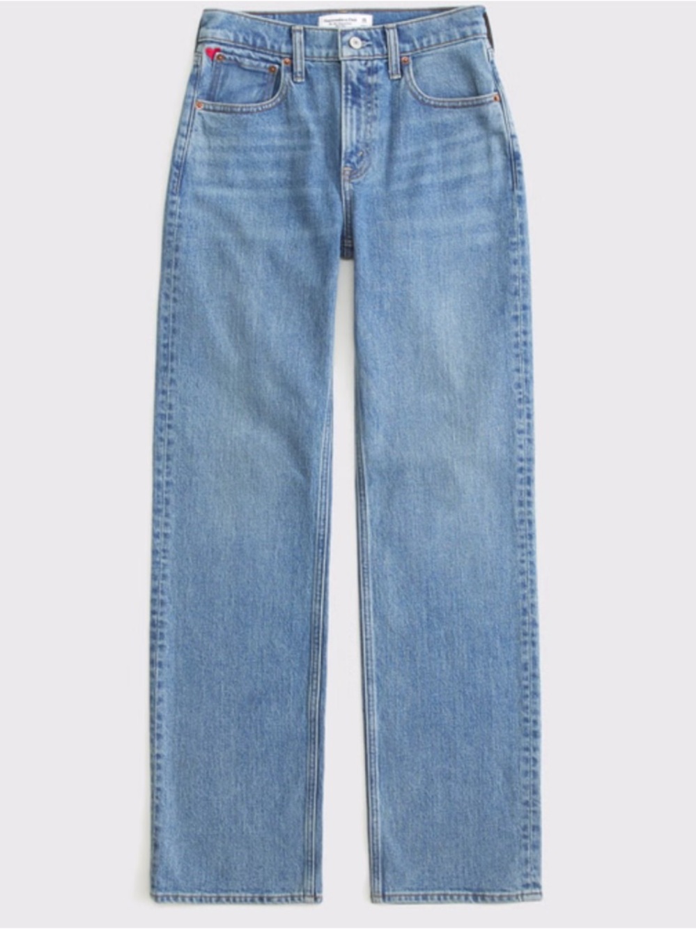 Abercrombie & Fitch Curve Love High Rise 90s Relaxed Heart Embroidered Jean